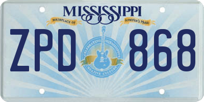 MS license plate ZPD868
