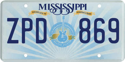 MS license plate ZPD869