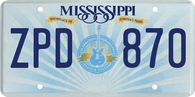 MS license plate ZPD870