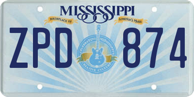 MS license plate ZPD874