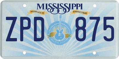 MS license plate ZPD875