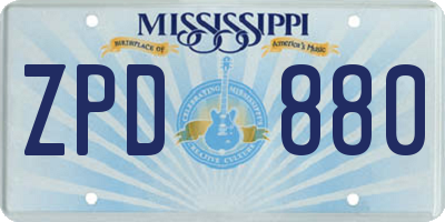 MS license plate ZPD880