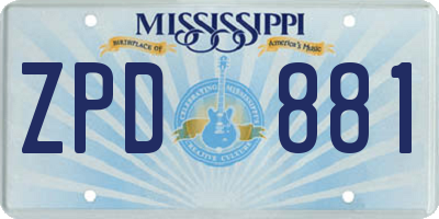 MS license plate ZPD881