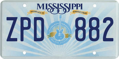 MS license plate ZPD882