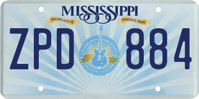 MS license plate ZPD884