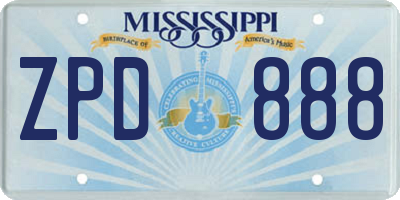 MS license plate ZPD888