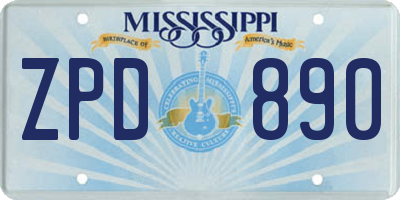 MS license plate ZPD890