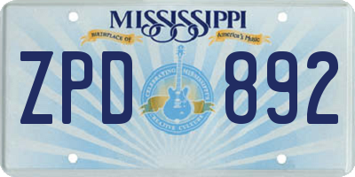MS license plate ZPD892