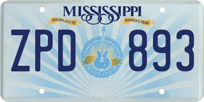 MS license plate ZPD893
