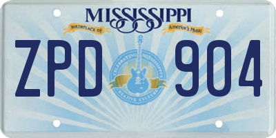 MS license plate ZPD904