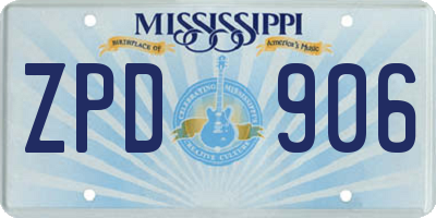 MS license plate ZPD906