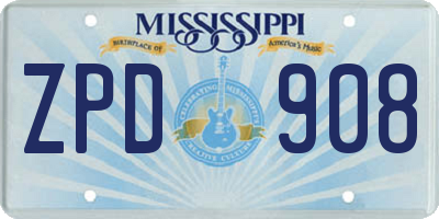 MS license plate ZPD908