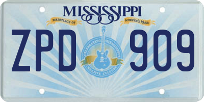 MS license plate ZPD909