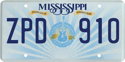 MS license plate ZPD910