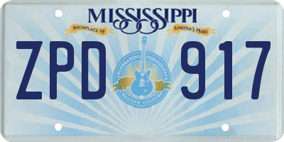 MS license plate ZPD917