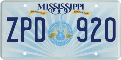 MS license plate ZPD920