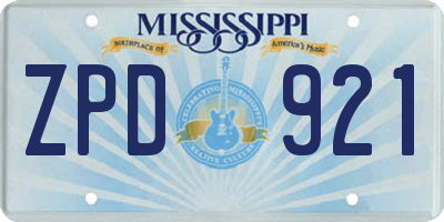 MS license plate ZPD921