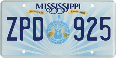 MS license plate ZPD925