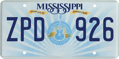 MS license plate ZPD926