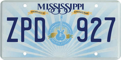 MS license plate ZPD927