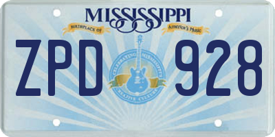 MS license plate ZPD928