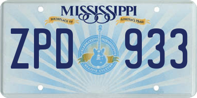 MS license plate ZPD933