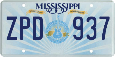 MS license plate ZPD937