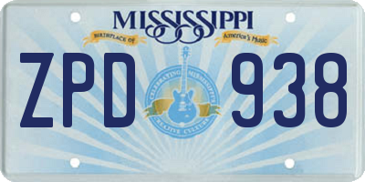 MS license plate ZPD938