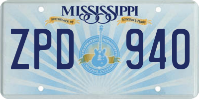 MS license plate ZPD940