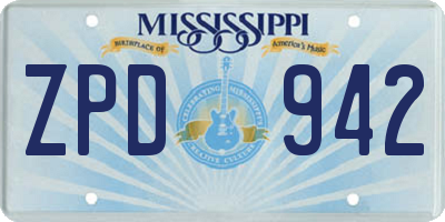 MS license plate ZPD942
