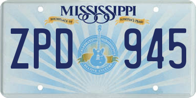 MS license plate ZPD945