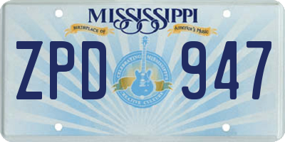 MS license plate ZPD947
