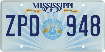 MS license plate ZPD948