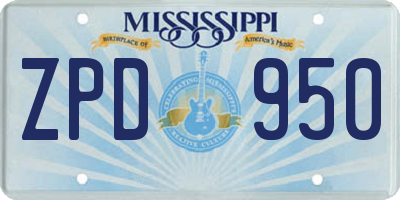 MS license plate ZPD950