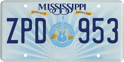 MS license plate ZPD953