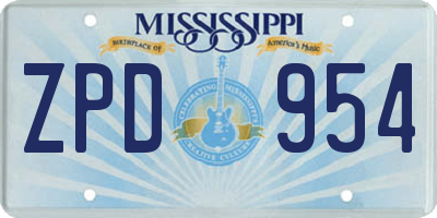 MS license plate ZPD954