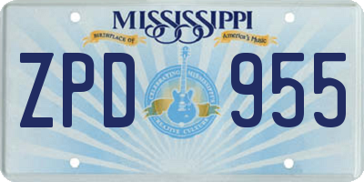 MS license plate ZPD955