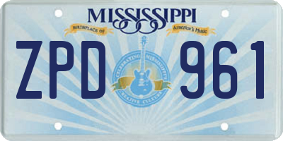 MS license plate ZPD961