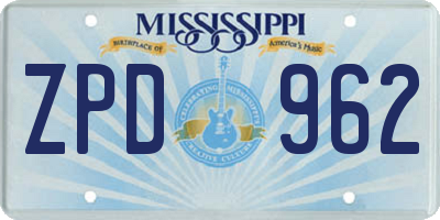 MS license plate ZPD962