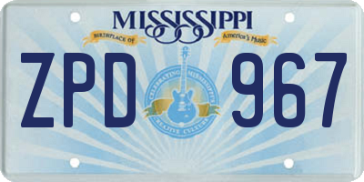 MS license plate ZPD967
