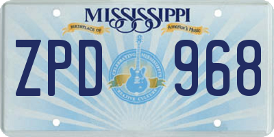 MS license plate ZPD968