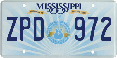 MS license plate ZPD972