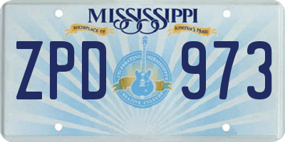 MS license plate ZPD973