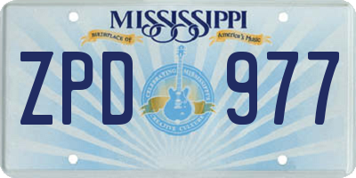 MS license plate ZPD977