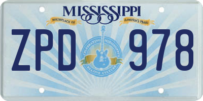 MS license plate ZPD978