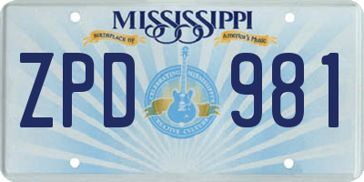 MS license plate ZPD981