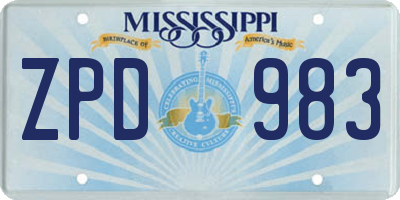 MS license plate ZPD983