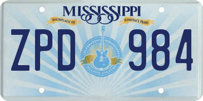 MS license plate ZPD984