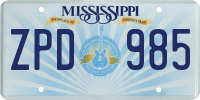 MS license plate ZPD985