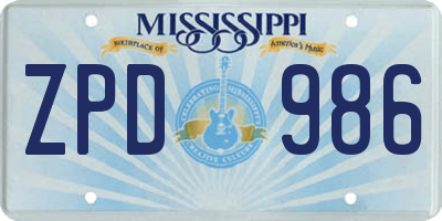 MS license plate ZPD986